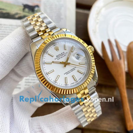 Replica Rolex DateJust 41 - 126333 - Witte wijzerplaat (Jubilee band) Two Tone