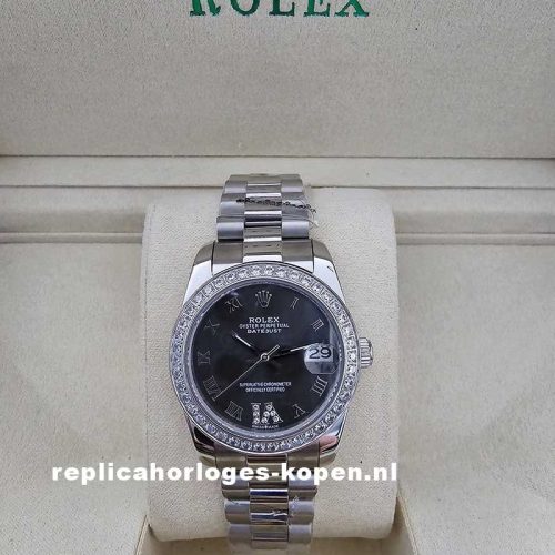 Rolex datejust 31 mm  zwarte wijzerplaat diamonds - 278289RBR