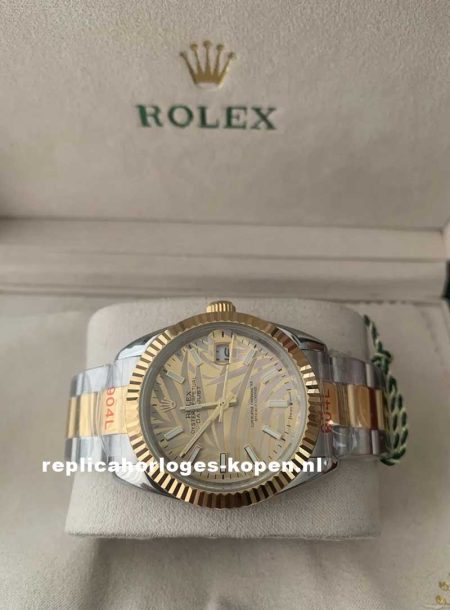 Rolex Datejust 36 mm, Gold Palm 126233 Oyster Band -  two tone - Afbeelding 4