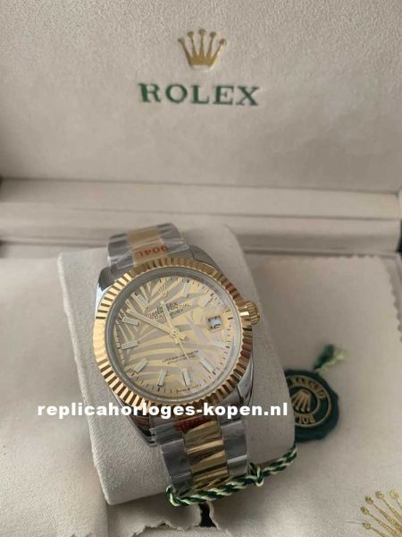 Rolex Datejust 36 mm, Gold Palm 126233 Oyster Band -  two tone - Afbeelding 3