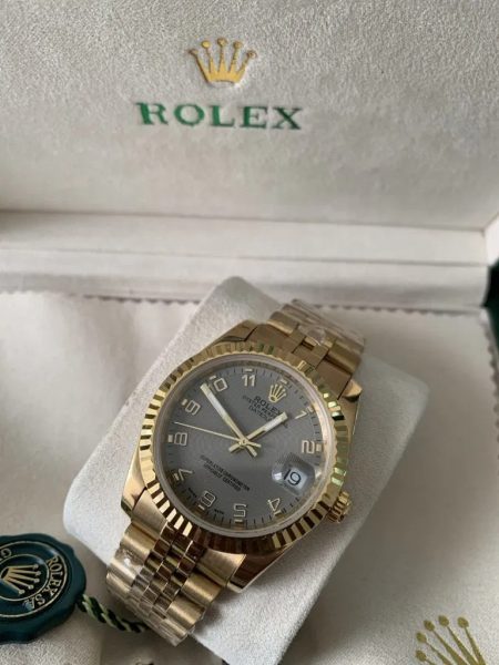 Rolex Datejust 36mm goud Arabic Grijze wijzerplaat Jubilee