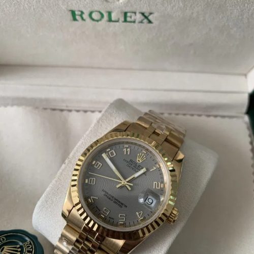 Rolex Datejust 36mm goud Arabic Grijze wijzerplaat Jubilee